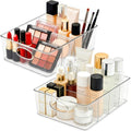 2-Pack Clear Makeup Organizer with Adjustable Dividers