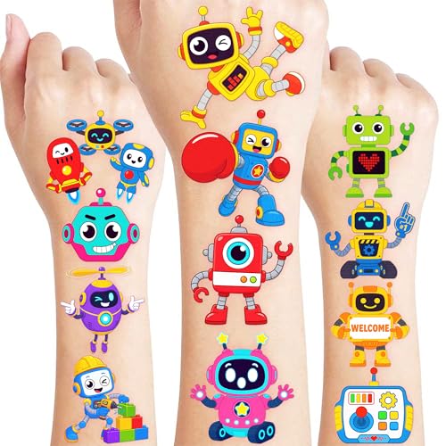 96 PCS Robot Temporary Tattoos for Kids - Waterproof Party Favors