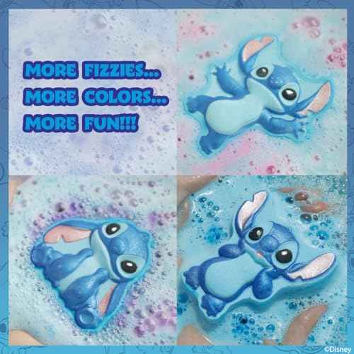 Stitch Bath Bombs for Kids, Fun Bright Rainbow Colors, Raspberry Scented for Kids, Ages 3+, by Townley Girl