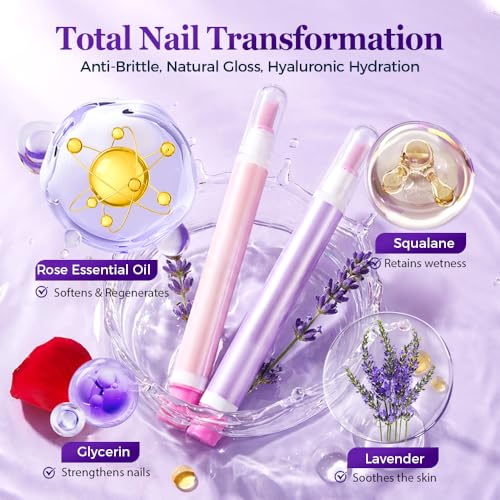 2-in-1 Cuticle Oil Pusher Pen - Lavender Scent Nail Care Tool