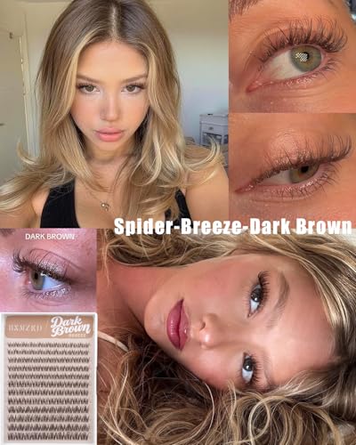 D Curl Brown Spider Lash Clusters - Natural Fluffy Individual Lashes