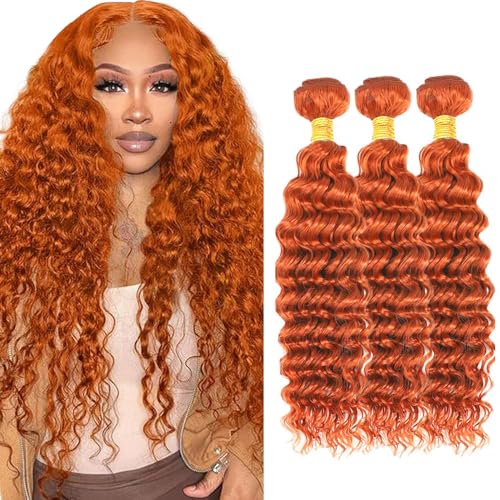 AuokMar 350 Ginger Deep Wave Hair Bundles - 3 Pack (12-34 Inch)