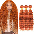 AuokMar 350 Ginger Deep Wave Hair Bundles - 3 Pack (12-34 Inch)