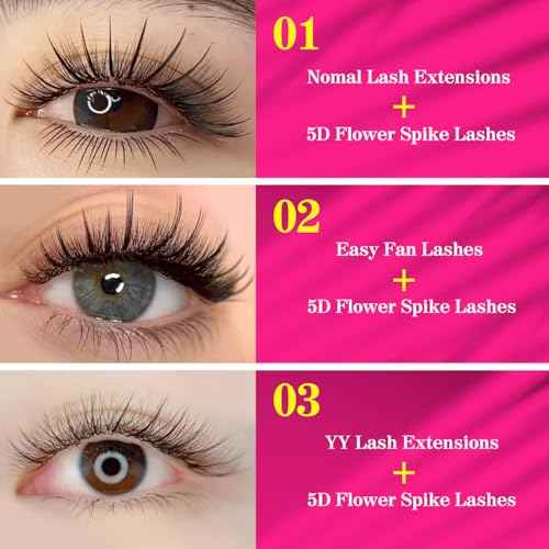 TDANCE Lash Spikes Matte Black 5D Spikes Lash Extensions Natural Look 5D Flower Eyelash Extensions for Professional Use Spikes Lashes(5D-Flower,D-0.07,10-17mm)