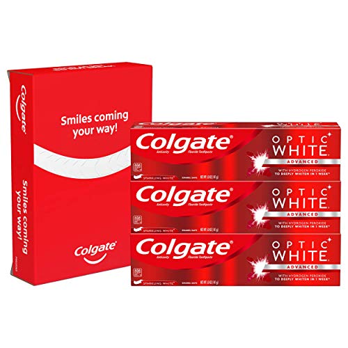 Colgate Optic White Whitening Toothpaste Sparkling White - 3 Pack, 5 Ounce