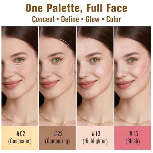 UCANBE 26 Colors 4-in-1 Multi-Use Face Palette, Long-Lasting Makeup Palette with 8 Concealers, 6 Contours, 6 Highlighters and 6 Blushes All In One Palette, High Coverage and Travel-Friendly