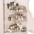 3-Tier Corner Bathroom Organizer with Makeup Brush Holder