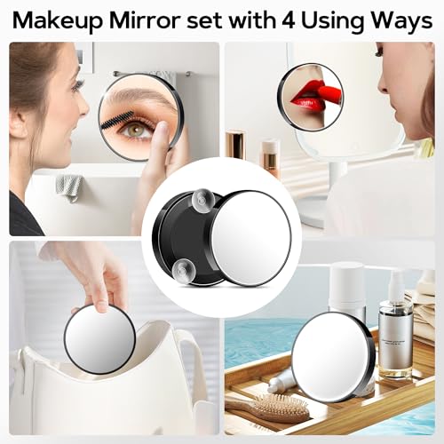 MIYADIVA 3-Piece Magnifying Makeup Mirror Set with Tweezers
