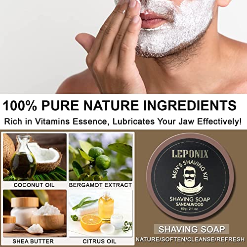 Mens Shaving Kit, Include Straight Razor, Sandalwood Shaving Soap & Cream, After Shave Balm, Pre-Shave Oil, Brush & Bowl ? Christmas Gifts for Men Him Secret Santa Gift Set Stocking Stuffers