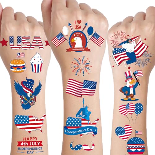 70 Pcs 4th of July Temporary Tattoos - Patriotic Party Favors