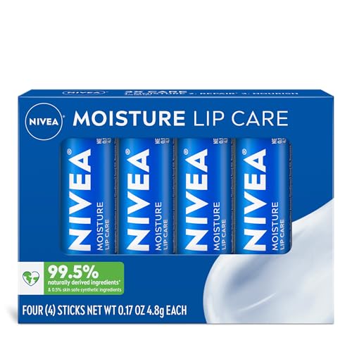 NIVEA Moisture Lip Balm with Shea Butter, 4-Pack