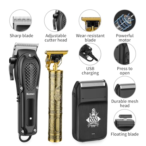 KEMEI Professional Hair Clipper & Beard Trimmer Set for Men