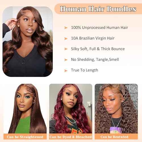 2x6 Closure Human Hair 20 Inch HD Transparent Lace 2x6 Body Wave Closure Middle Part Brazilian 4# Brown Human Hair Closure With Baby Hair