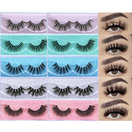 3D Mink False Eyelashes 10 Pairs 5 Styles Wispy Fluffy