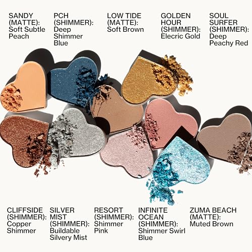 Pacifica Eyeshadow Palette ? Malibu Mineral Eyeshadow, Blendable Neutral Shades with Velvet Matte, Shimmer & Metallic, Cocoa Butter Infused, Talc-Free, Vegan & Cruelty-Free, 0.24 oz (10 Shades)