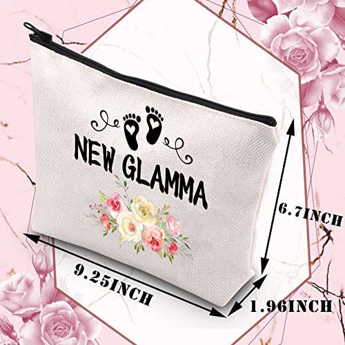BDPWSS Grandma To Be Gifts First Time Grandma Makeup Bag New Grandma Gift Grandmother Birthday Gift Baby Announcement Gift For New Grandma Future Grandma Cosmetic Bag (New Glamma)