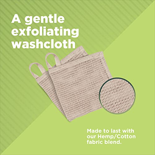 Bean Products Hemp Washcloth - Loose Weave Design for Effective Cleaning - Open Knit Exfoliating Wash Cloth - Fast Drying, Hemp & Organic Cotton - 10¡± x 12¡±, 4 Pack