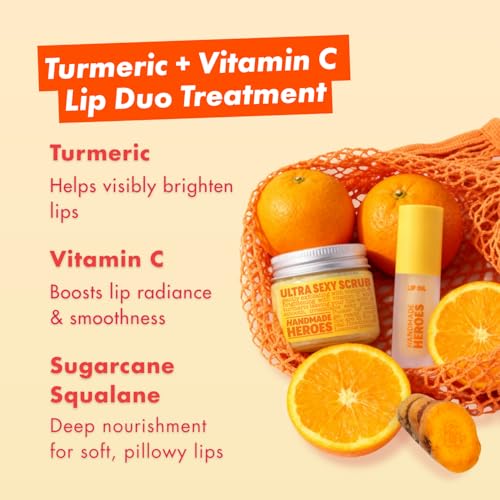 Turmeric Lip Scrub & Vitamin C Oil Set – Natural Exfoliator