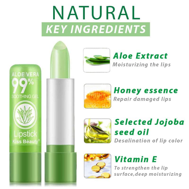 5 Pack Color-Changing Aloe Vera Lipstick - Long Lasting