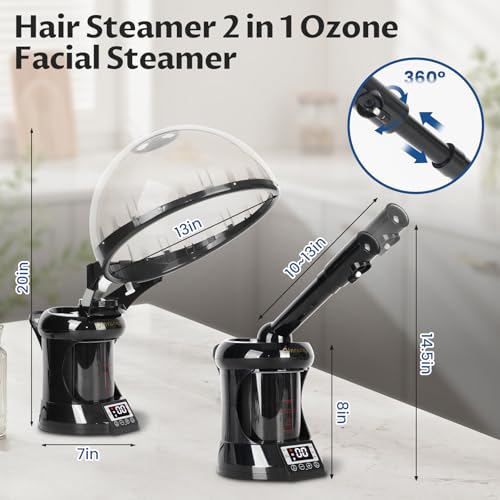 2-in-1 Hair and Face Steamer with Ozone – Personal Care at Home or Salon