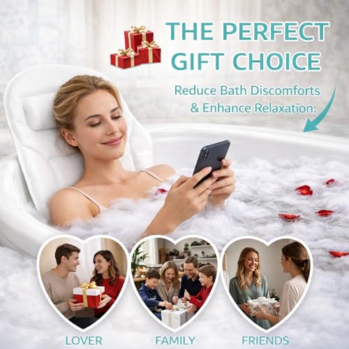 Full Body Bath Pillow with Lumbar Support & Suction Cups