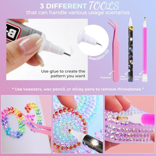 Bedazzling Kit 40000Pcs 3mm Rhinestones 40 Colors with B7000 Glue & Tools