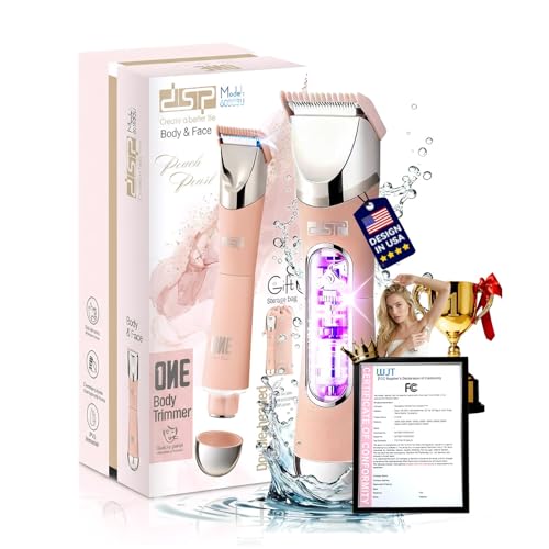 Dual Head Bikini Trimmer for Women 5-in-1 ¡¼IPX7 Waterproof¡½ Electric Razors ¡¼German-TXO-Technology¡½-Painless-Blade Body Shaver for Pubic Hair Underarm Leg Arm Body Face (Peach)