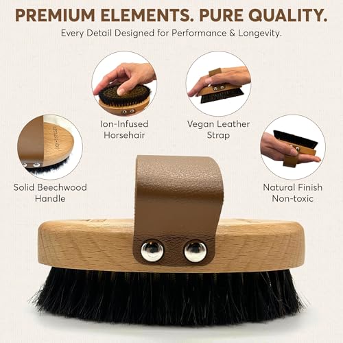 Copper Body Brush for Dry Brushing ? Natural Ion Infused Exfoliating Spa Brush for Lymphatic Drainage, Cellulite Massage & Smooth, Glowing Skin