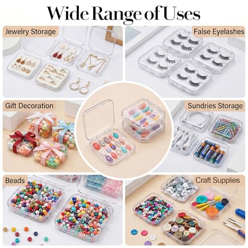 48 Sets Clear Press-On Nail Storage Boxes with Adhesive Tape