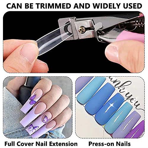 INENK 3XL Tapered Square Full Cover Nail Tips,360Pcs Clear XXXL Extra Long Straight Nail Tips for Acrylic & Press On nails, Manicure Tools Salon Home DIY (12 Sizes)