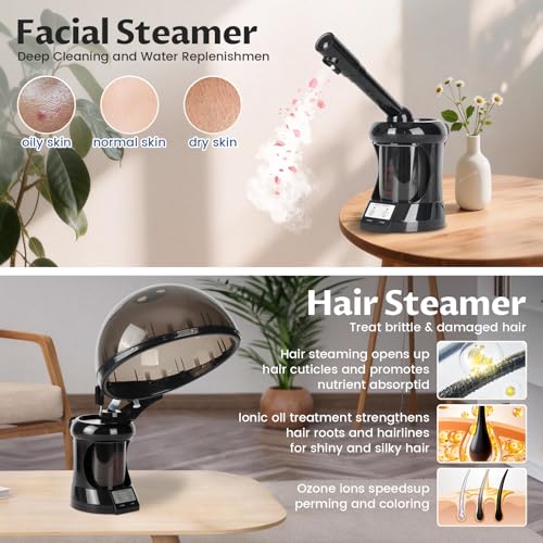 2-in-1 Hair & Face Steamer with Rotating Spray Head