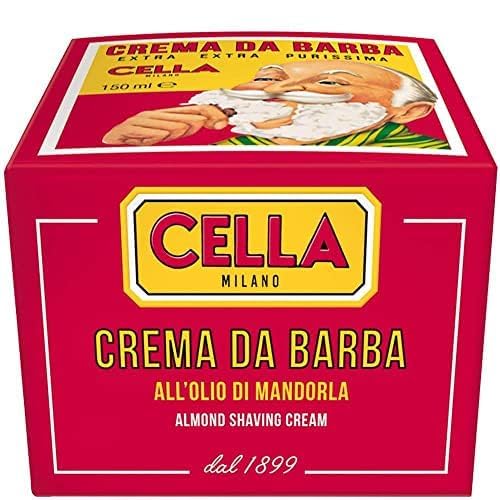 Cella Milano Classic Italian Almond Shaving Cream ? Premium Tallow-Based Wet Shave Cream/Soap for Men - Rich Moisturizing Lather - A favorite of European Barbershops for 125 Years (5.2 oz / 150g)
