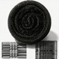 Black Hair Sponge for Updo with 20 Hairpins - 4x36 Inch Padding & Volume Tool (Variation: Black 1 Roll)