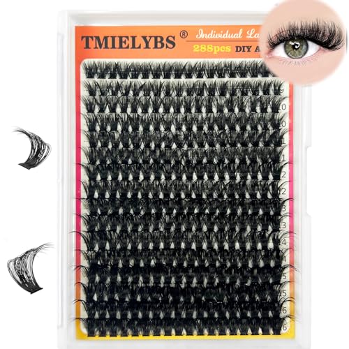 Fluffy Eyelash Extension Kit 100D 288pcs Volume Lash Clusters Kit 9-16mm D Curl Individual Lashes Clusters DIY Lash Extension Kit Clusters Lash with Bond and Remover Lash Applicator by TMIELYBS