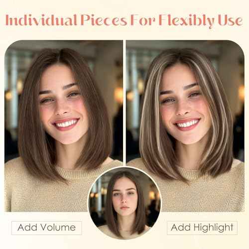 Hairro 6PCS 6 Clips In Short Hair Extensions Remy Real Human Hair Clip Ins Mini Clip On Hairpin Hairpieces For Women 33g 12 Inch #Silver Grey