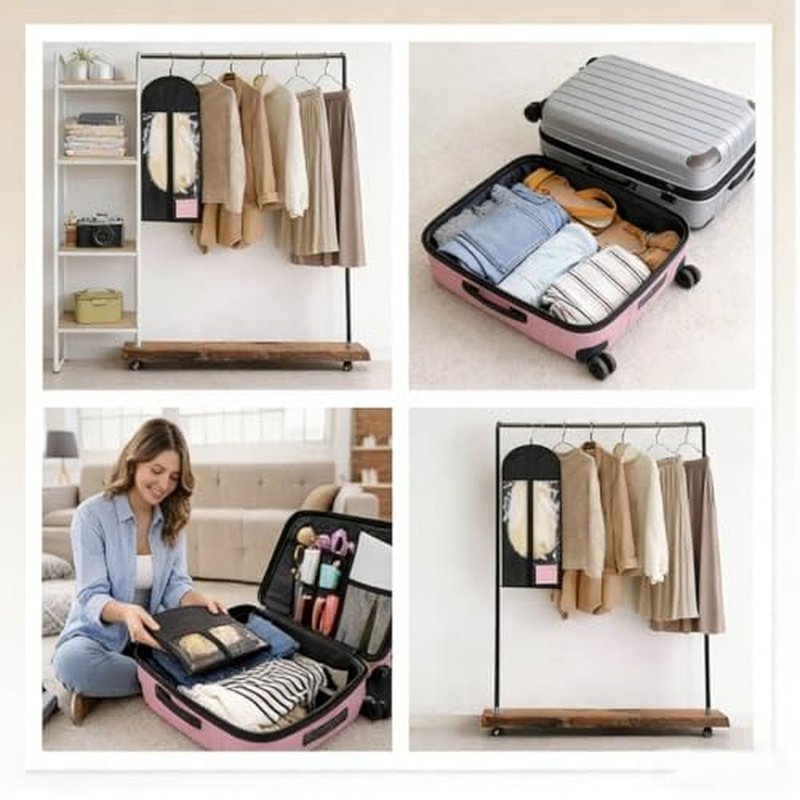 Builson 6pcs Anti-Static Wig Storage Bags & Stands - Travel Case