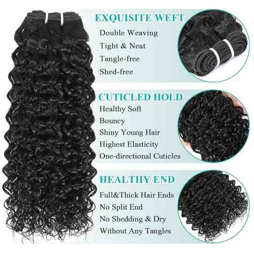 Liang Dian Curly Bundles Human Hair 16 16 18 18 Inch Kinkycurly Bundles Human Hair for Black Women 100% Unprocessed 12A Brazilian Virgin Hair Quick Weave Extensions Natural Black