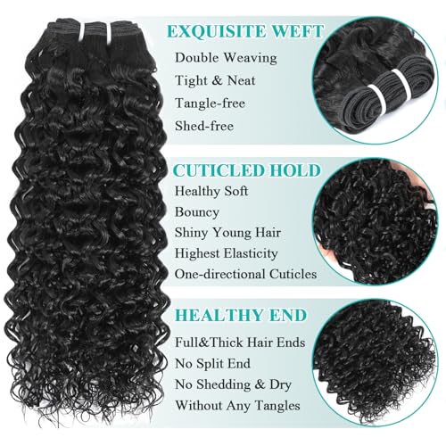 Liang Dian Curly Bundles Human Hair 12 12 14 14 Inch Kinkycurly Bundles Human Hair for Black Women 100% Unprocessed 12A Brazilian Virgin Hair Quick Weave Extensions Natural Black