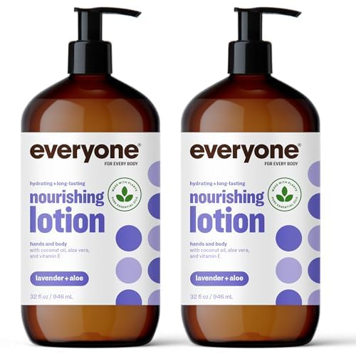Bundle of Everyone 3-in-1 Soap, Body Wash, Bubble Bath, Shampoo, 32 Ounce (Pack of 2), Lavender and Aloe+ Everyone Nourishing Hand and Body Lotion, 32 Ounce (Pack of 2), Lavender and Aloe