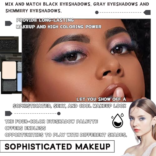 Blue Gray Eyeshadow Palette - 4 Matte & Shimmer Colors