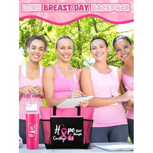 Paterr 2 Pack Breast Cancer Awareness Gifts Chemo Bags and Totes Chemo Care Package for Women Breast Cancer Accessories(Classic Pink,Breast Cancer)