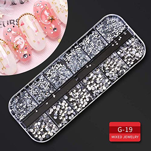 Artdone 9 boxes Nail Rhinestones,Nail Gems Nail Diamonds,Nail Art Studs Nail Crystals Nail Sequins for Nails Kit with 1 Tweezers and 3 Pen for Nail Art Supplies Accessories