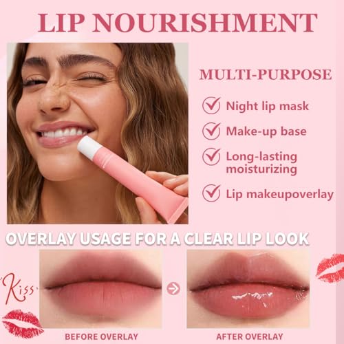 4 Colors Butter Lip Balm Lip Tint Nourishing Lip Gloss, High Shine Nude Color Hydrating Lip Care with Natural Ingredients (4 Flavors, 0.5oz)