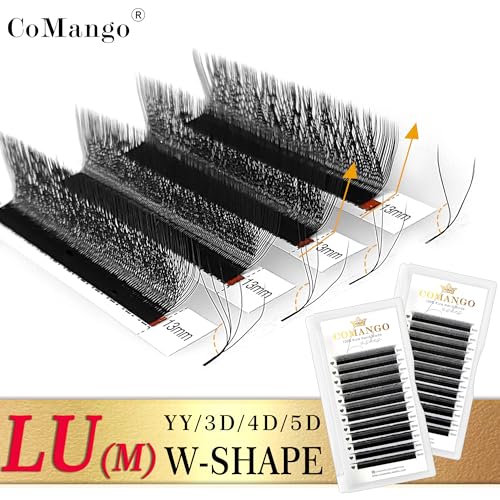 W Eyelash Extensions 0.07mm Thickness 3D Premade lash Fans LU/M Curl Lashes 8-15mm Mixed Tray Soft Fluffy Volume Lash Fans Natural Look Individual Eyelashes (Black, 3D-007-LU-8-15MM)