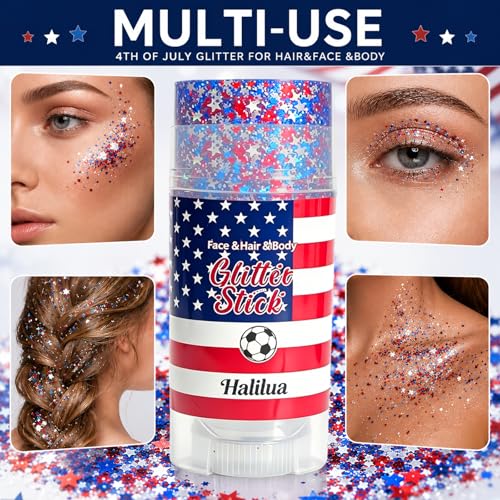 4th of July Glitter Stick - Waterproof Red White Blue Body Glitter