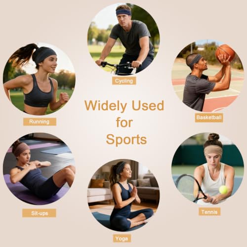 Women’s Wide Headbands for Sports & Daily Wear - Soft, Breathable, Non-Slip Hair Bands (6 Pack)