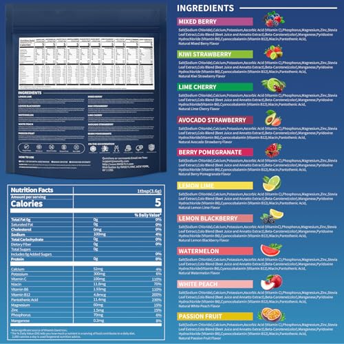 Electrolytes Powder Packets Sugar Free - 30 Sticks, 10 Flavors