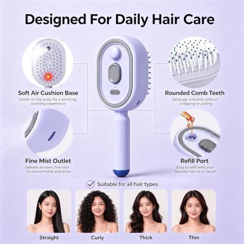 Rechargeable Steam Hair Brush - Detangling Straightener