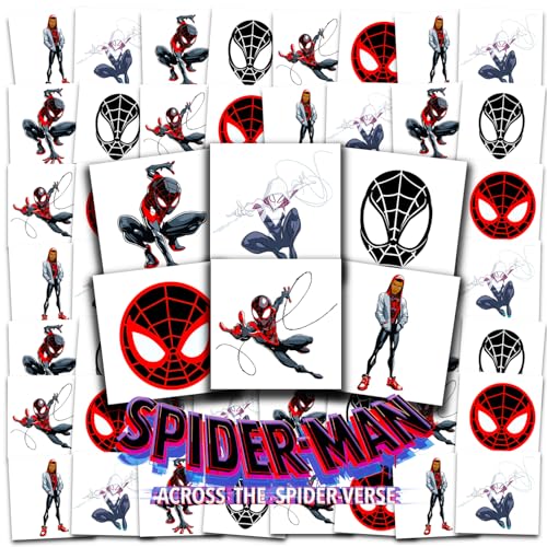 Spider-Verse Temporary Tattoos Bundle - 72 Pc Party Favors