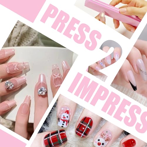 LARSOOY Nails Handmade Press on Nails Long Coffin | Handmade nails with flowers | Reusable hand painted Nails with Design | False Nails 10 Pcs (Rosa Multiflora, S)